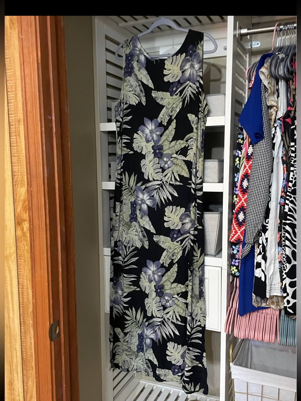 Vintage Lightweight Black Floral Maxi Dress - Dressing Clio